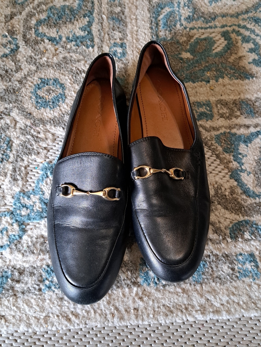 Coach Leather Hailey Loafers with Gold Horsebit